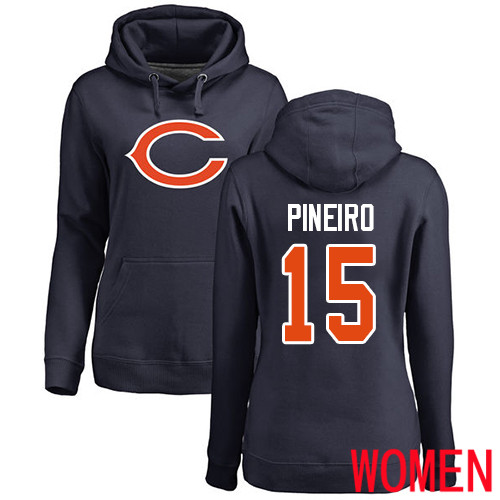 Chicago Bears Navy Blue Women Eddy Pineiro Name and Number Logo NFL Football #15 Pullover Hoodie Sweatshirts->nfl t-shirts->Sports Accessory